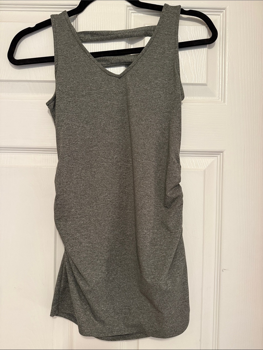 Gray V-Neck full moon maternity athletic tank top
